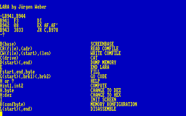 screen shot of the lara debugger