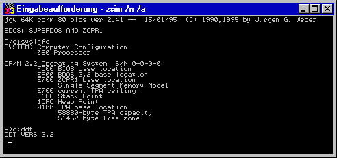 screen shot of a ZSIM session